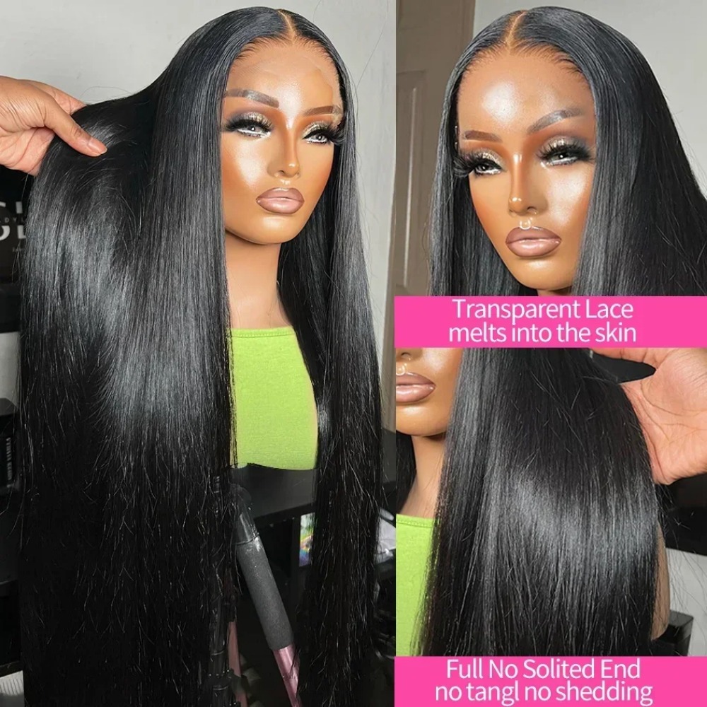 Wear And Go Glueless Human Hair Wig Straight Lace Front Wigs 40 Inch 13x4 HD Transparent Lace Frontal Wig Synthetic Pre Plucked Ready To Go