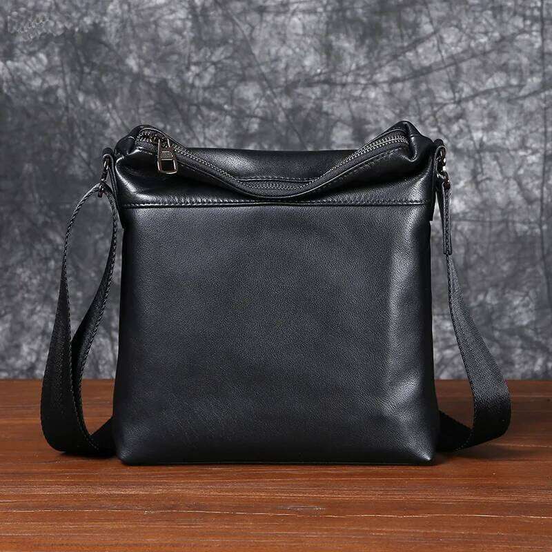 Crossbody Shoulder Cowhide Head Layer Simple Casual Cross Vertical Soft Leather Men's Bag