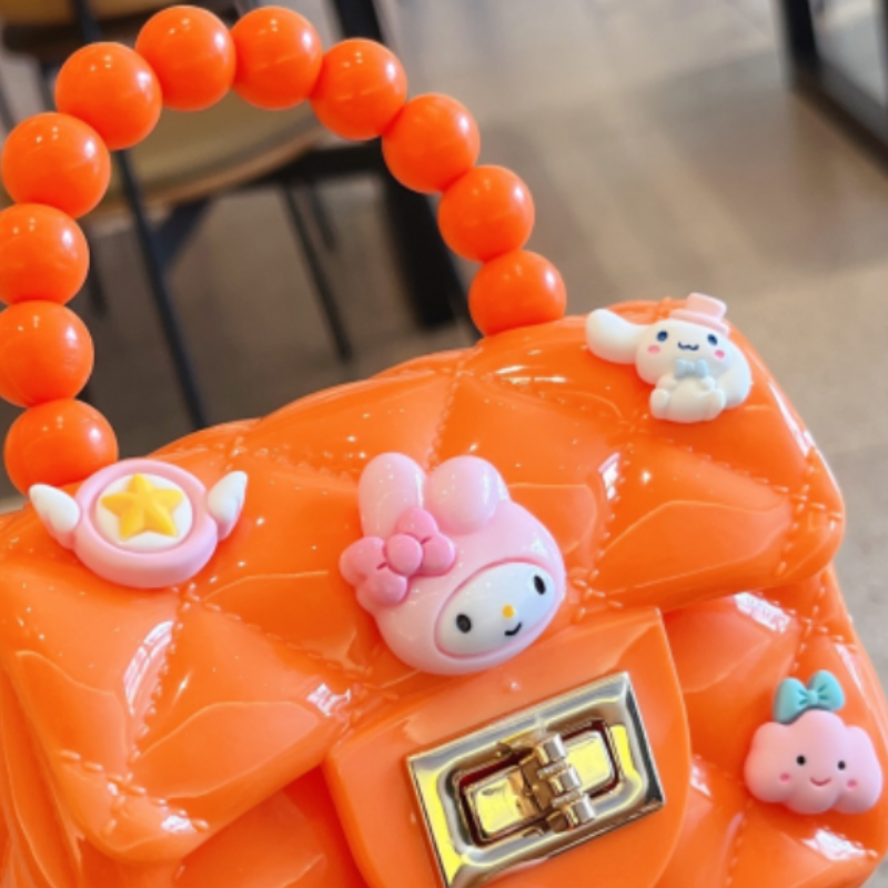 Mini cartoon jelly bag for girls small purse for children crossbody little girls mini pearl handbag for princess light and easy to carry Small handbag