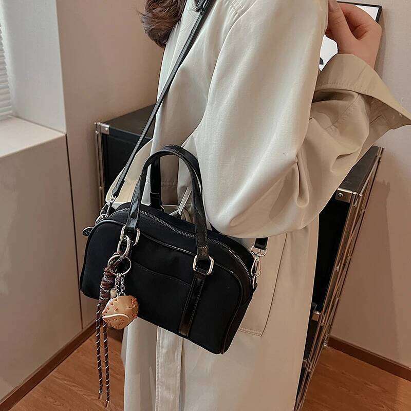 Women Suede Boston Adjustable Strap Top-handle Bag With Interior Pocket Handbag Zipper Clutch Purse for Work Travel
