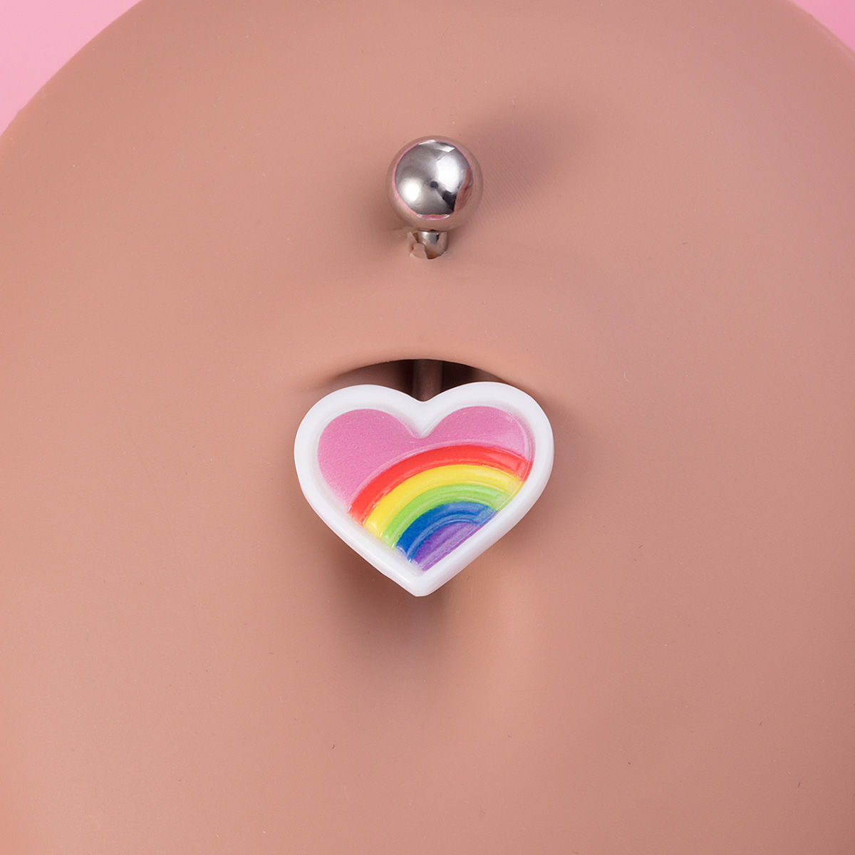 Rainbow Love Flower Stainless Steel Navel Ring Body Piercing Jewelry Ear Bone Ring Wholesale