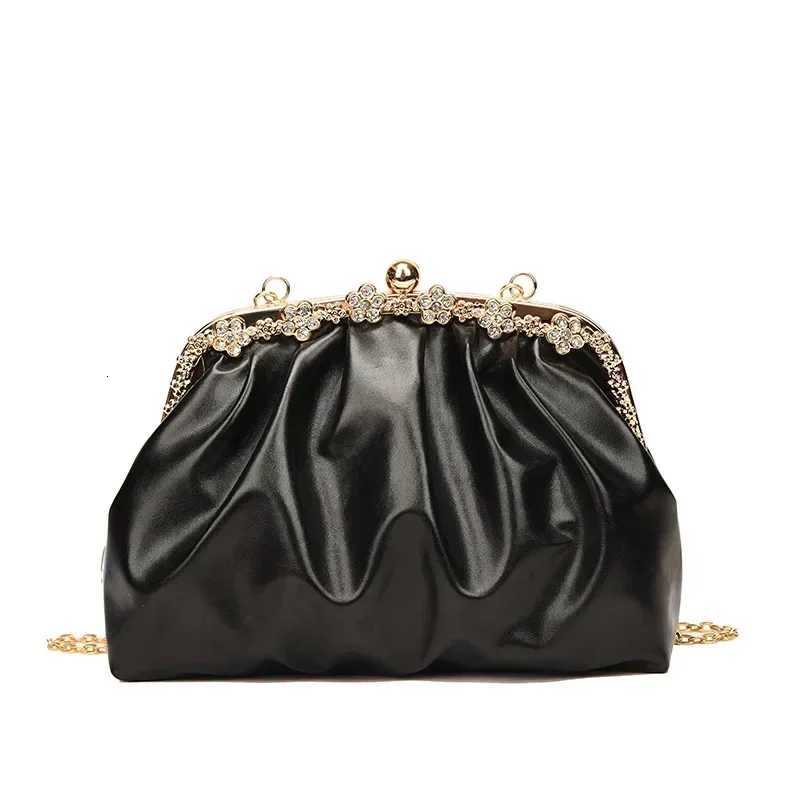 Glitter Laser Womens Leather Cloud Bag 2022 Chain Crossbody Bag Womens Bag Pleated Dumpling Handbag Party CluTCh Y250730
