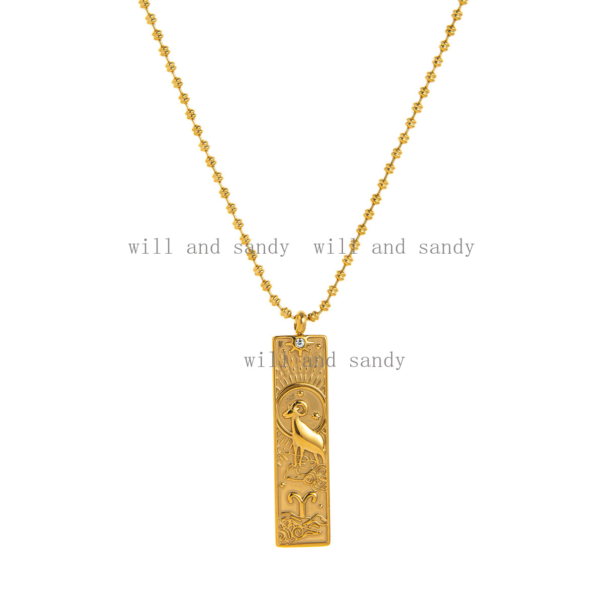 18k Gold Plated Zodiac Sign Tarot Card Necklace for Women Vintage Totem Charm Necklaces Astrology Horoscope Crystal Fine Jewelry Birthday Christmas Gi