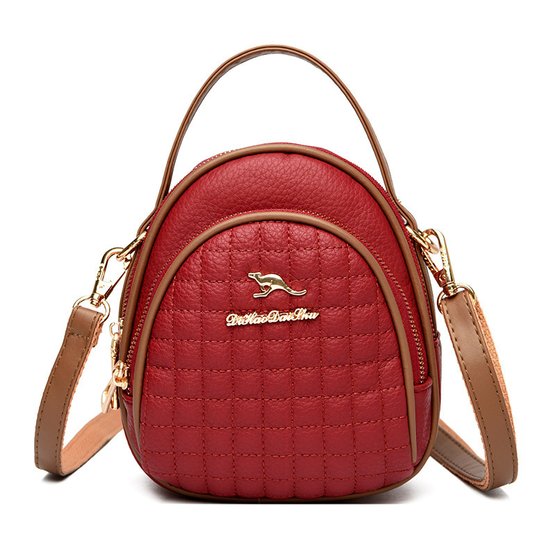2025 Summer New Women's Shoulder Bag Summer Soft Leather Crossbody Bag Lychee Patterned Diamond Grid Niche Design Small Round Bag New Designer Lu