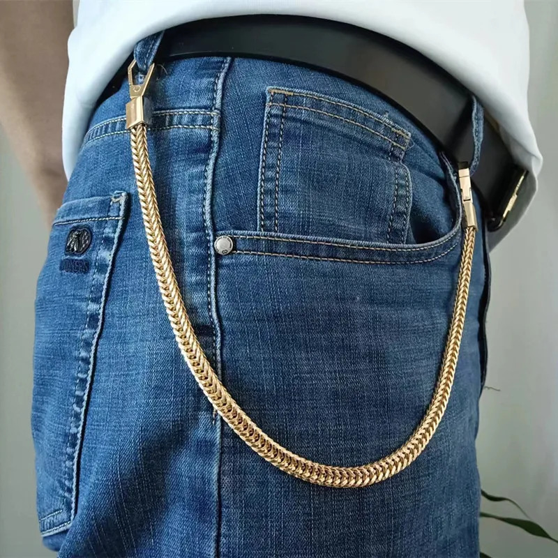 41cm Key Chains Long Metal Wallet Belt Rock Punk Trousers Hipster Pant Jean Keychain Clip Anti-lost Keyring Jewelry For Men 250729