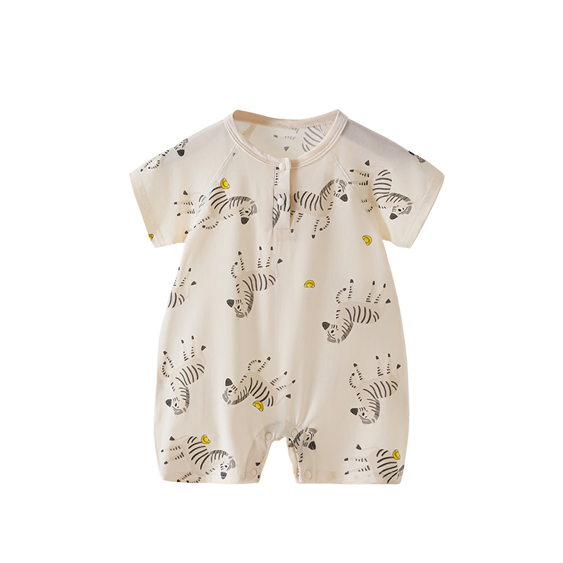 Summer Baby Homewear: Breathable Thin Fabric Newborn Jumpsuits with Shortsleeves