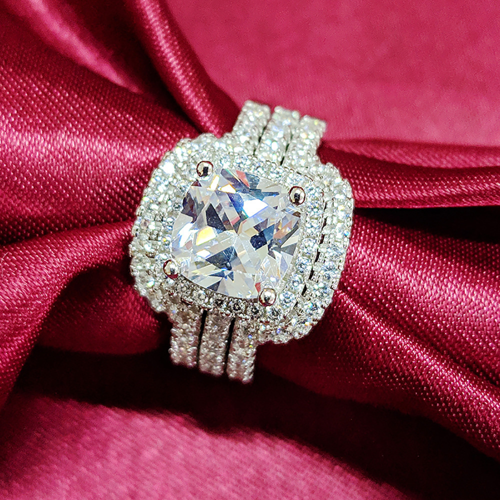 3pcs Lovers Married Couples Wedding Engagement Rings Bridal Sets For Men and Women 24k gold plated Stainless Steel Jewelry 250103