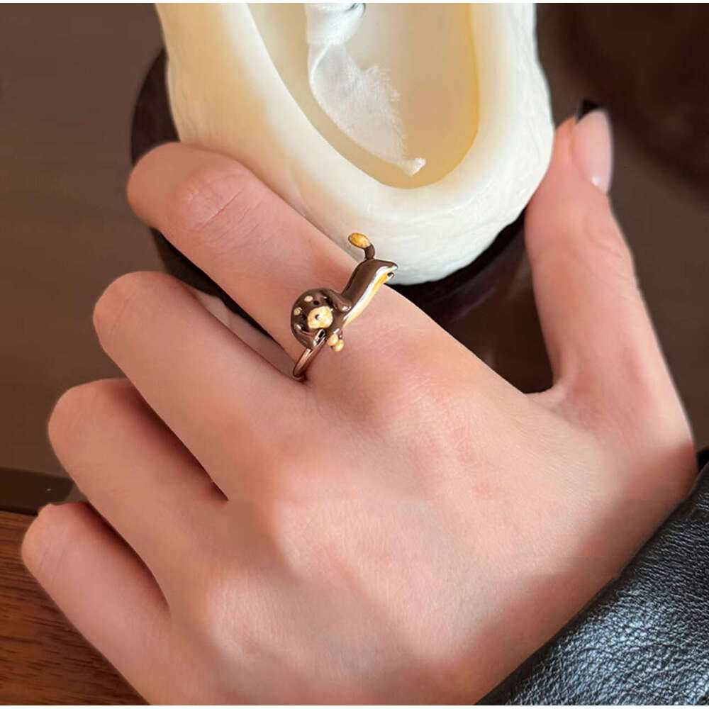 Childlike Cute Dachshund Dog for Women Unique Design Trendy Stud Earrings Rings Fun Quirky Sweet Exquisite e0e