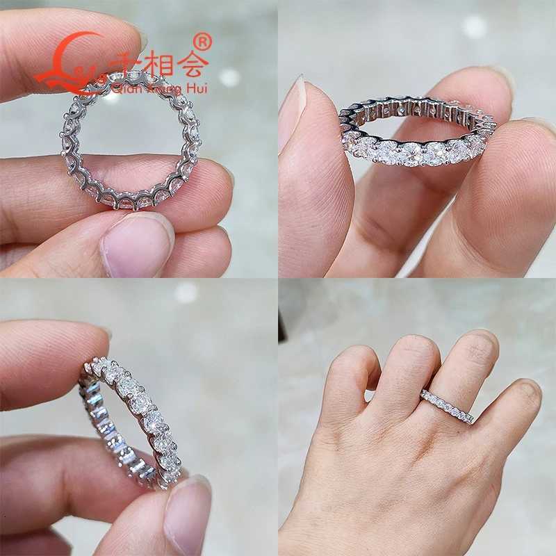 0.1ct 3mm round D VVS Moissanite Full Eternity Band Ring 925 Sterling Silver Jewelry for Men and Women Engagement Gift Party Dating y250730