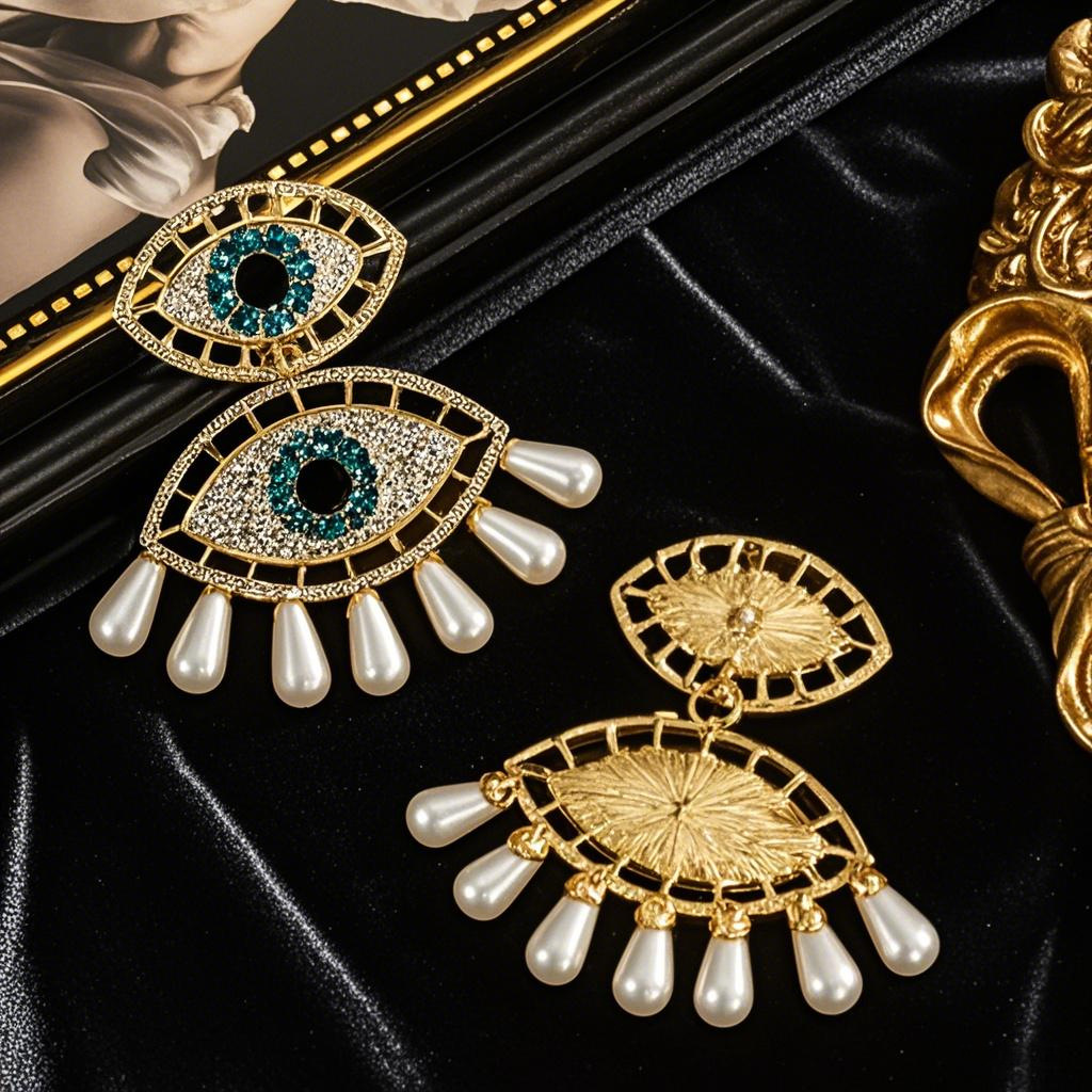 Designer Earrings For Women's Earrings Accessories Ear Cuff Fashionable Luxury Pearl Inlaid Earrings Metal Meometric Cross Earrings AS10