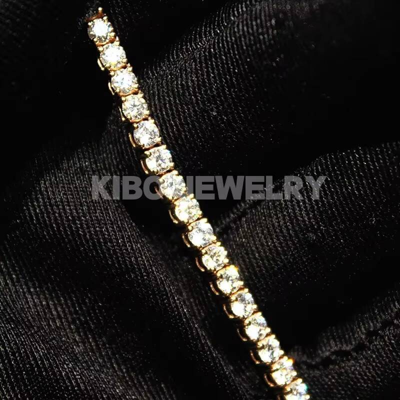 Hip Hop Jewelry Iced Out VVS1 D Color Mossanite Diamond Necklace Real 4mm Moissanite Tennis 9K 10K 14K Solid Gold Chain