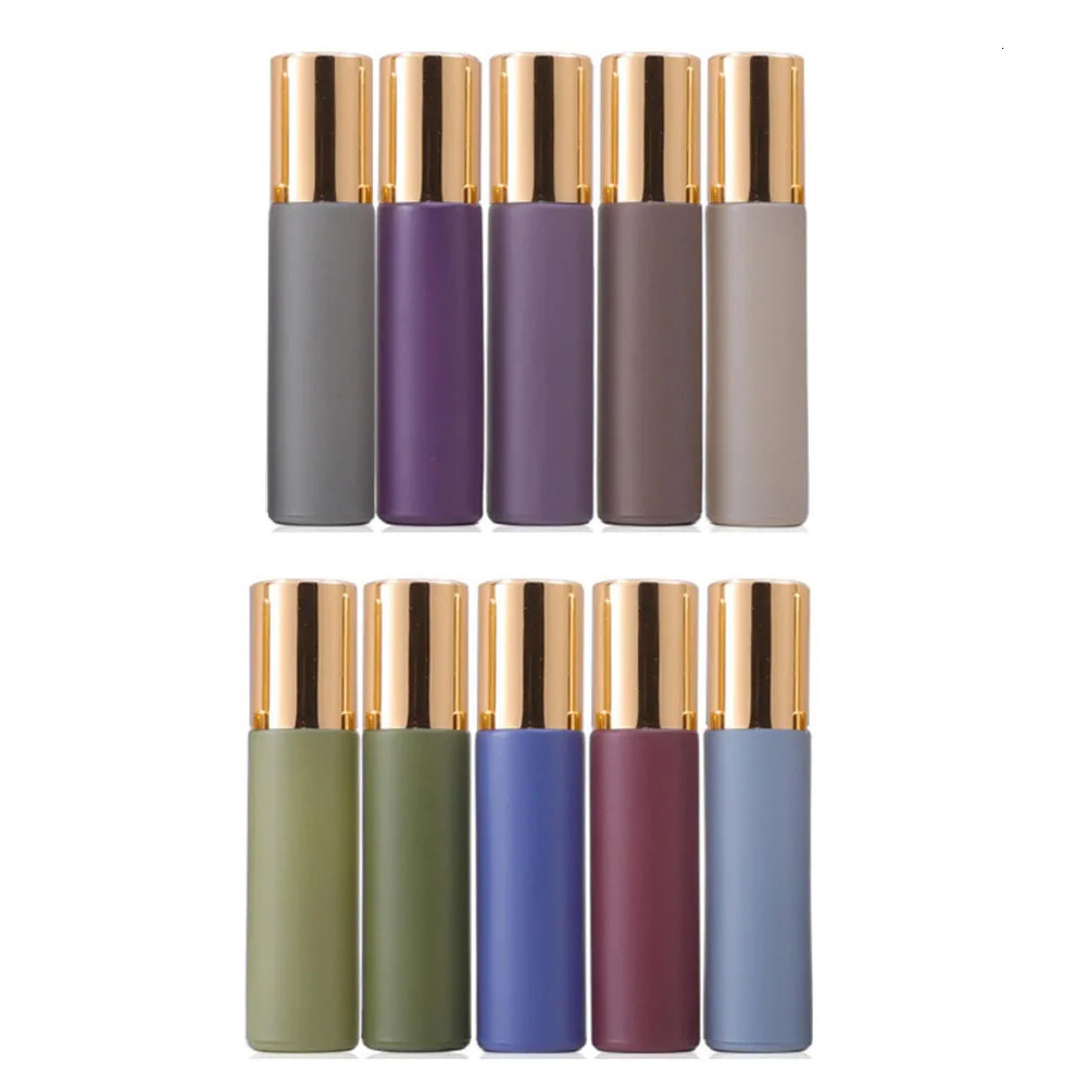 1X 10X 20X 5ML 10ML Morandi Glass Roll On Bottles Perfume Essential Oil Roller Ball Vial Aromatherapy Refillable Travel Portable 250726