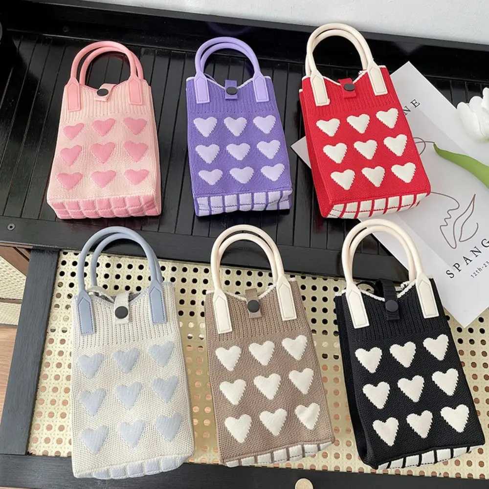Hand Bag Purses and Handbag Knitted Mini Mobile Phone Bag for Women Korean Version Sweet Love Shoulder Handbag G250729
