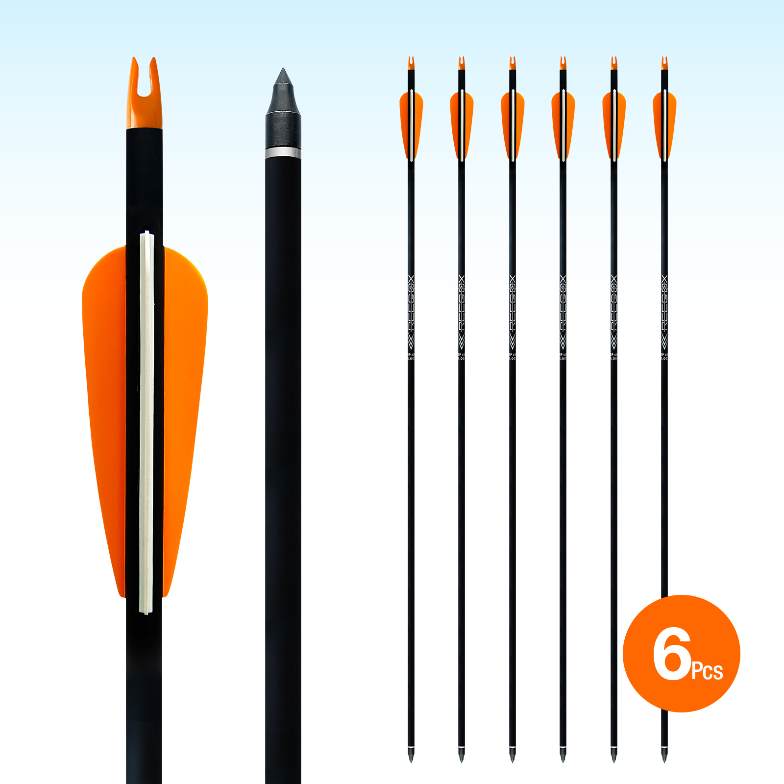Hunting Arrows 30inch Carbon Arrows for Archery 6.2mm Targeting Arrows (Pack of 6)