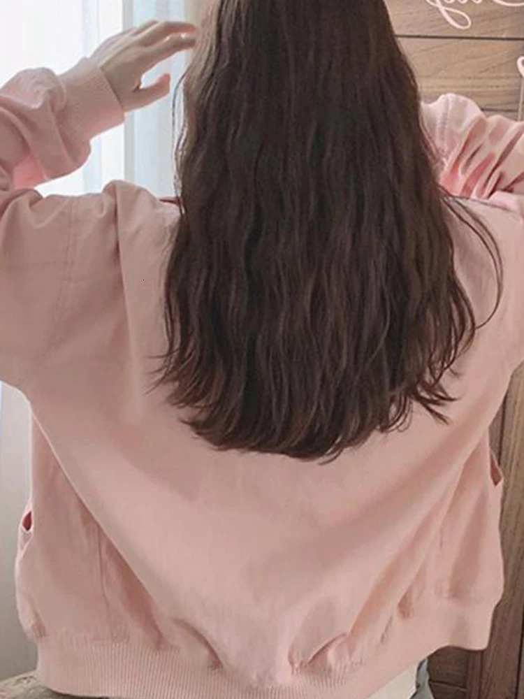 Xgoth Pink Jacket Women Spring Autumn Preppy Oversize Coat Casual Short Windbreaker Jacket Lovely Streetwear 250728