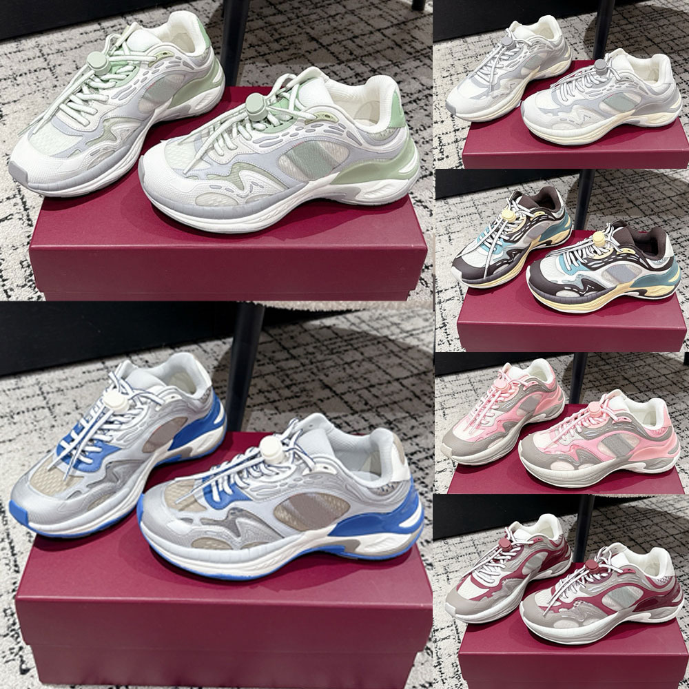 New Mens 2.0 sneaker womens designer sneakers Variationn grey and blue mesh and leather Style 814040 Leather lining thick EVA sole Couple Sports style Casual Shoes