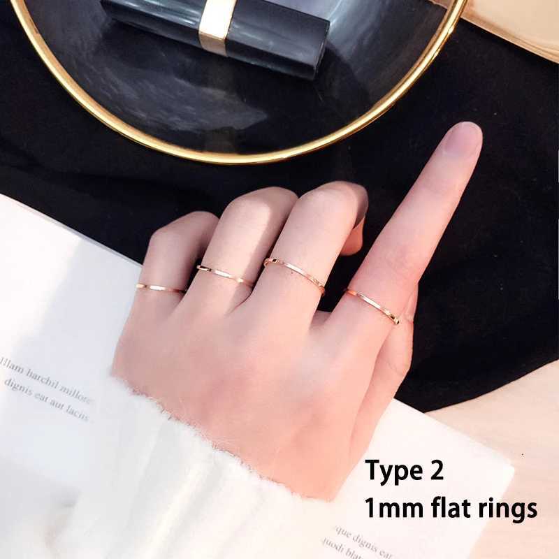 1mm 2mm Stainless Steel Thin Rings for Women and Men Dome Flat Rounded Rose Gold Black Minimalist Jewelry Silver Color 4pcs/lot y250730