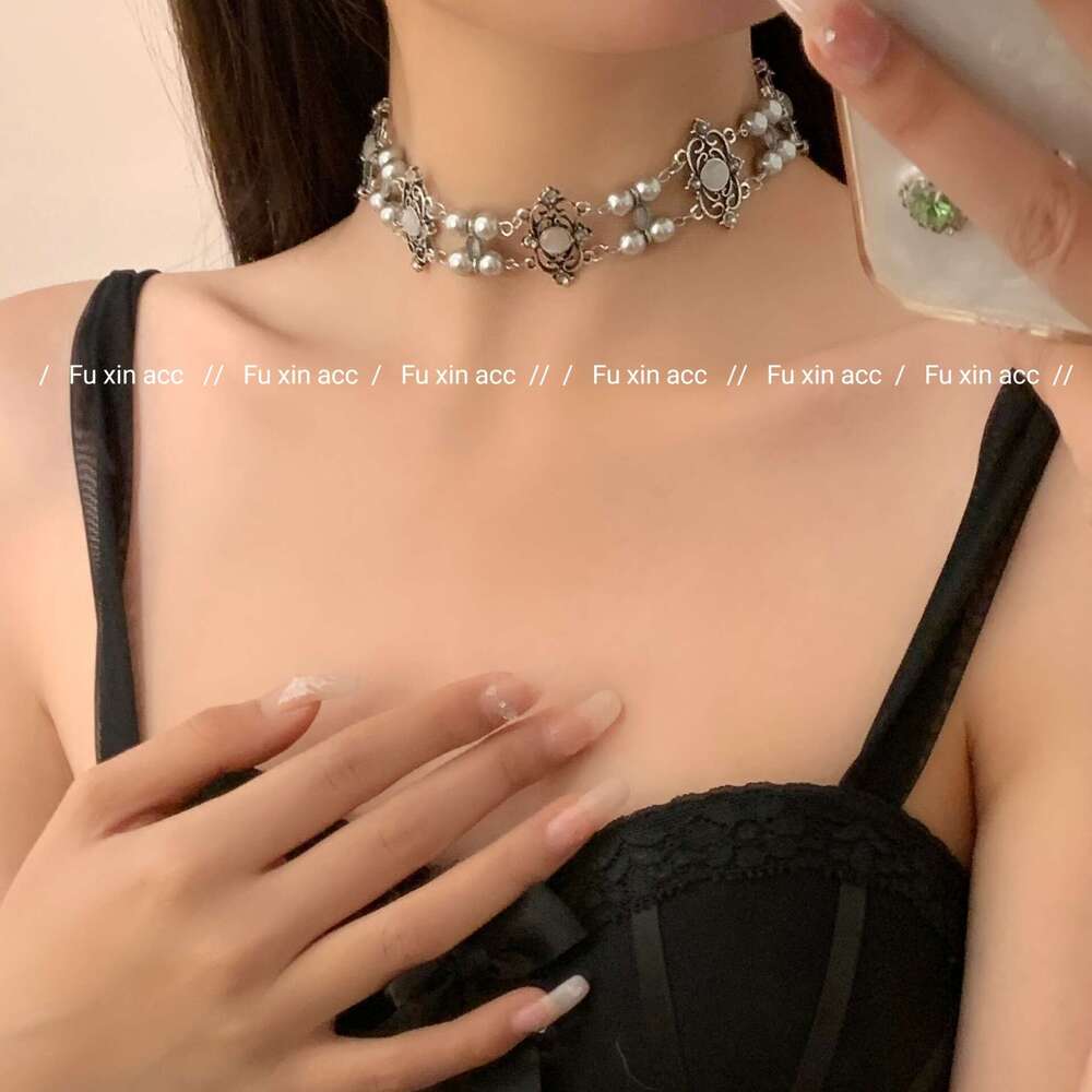 2024 New Double Layer Stacked Necklace High-End Wedding Dress Evening Accessories Niche Choker Collarbone Chain 85e