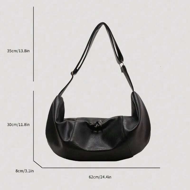Stylish Dumpling Shaped PU Crossbody Bag Men, Suitable for Casual Outings and Large Capacity Needs