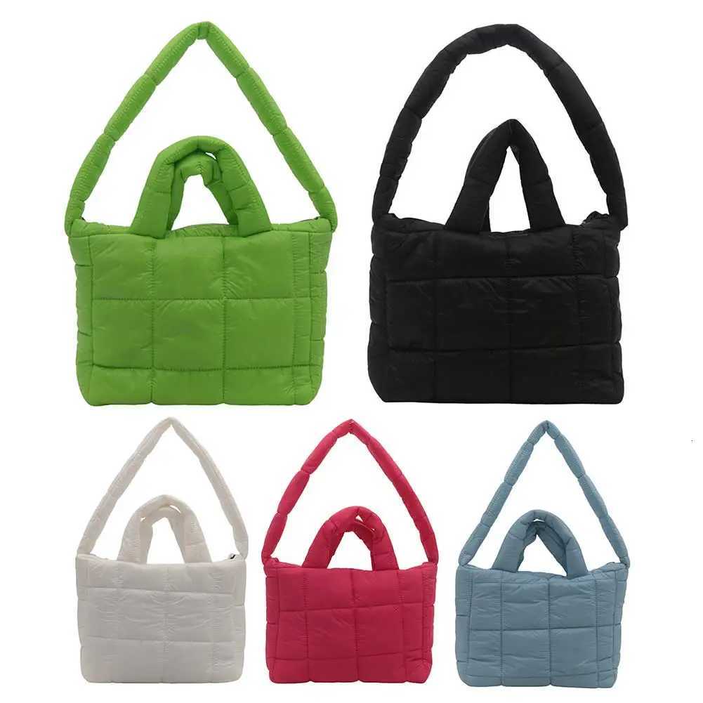 Women Quilted Shoulder Bag Large Capacity Puffer Tote Handbag Solid Color Quilted Top Handle Bag Ladies Commute Bag Y250730
