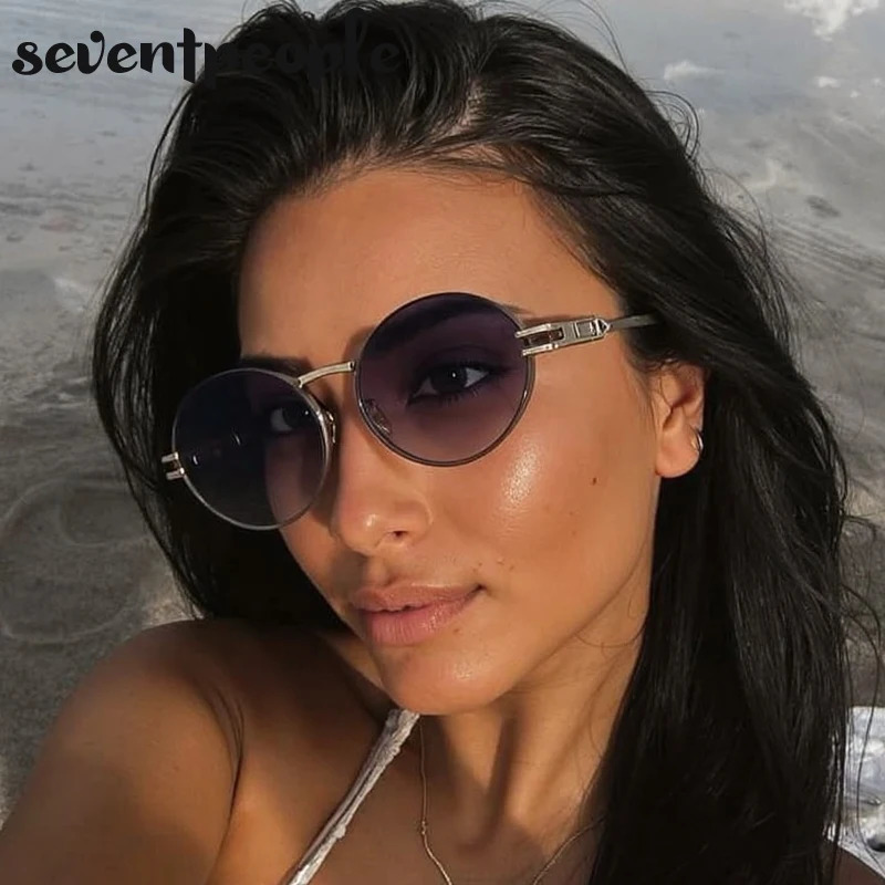 Classic Y2K Oval Small Frame Sunglasse 2025 Trendy Metal Round Sun Glasses For Ladies Fashion Driving Shades 250729