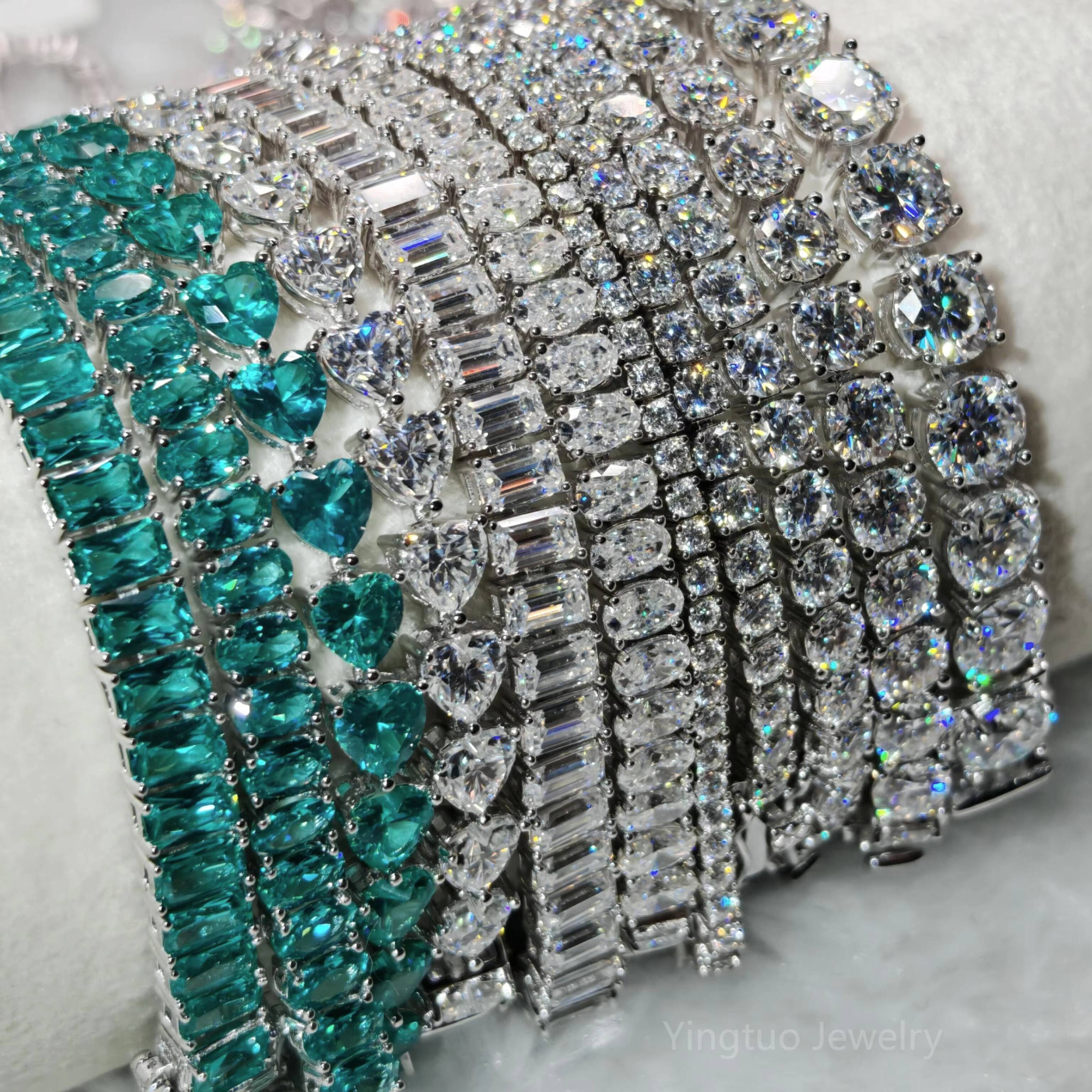 GRA Certification 925 Silver VVS Ice Cut Moissanite Tennis Chain Necklace Bracelet Hiphop Style Cuban Link Chain Necklace