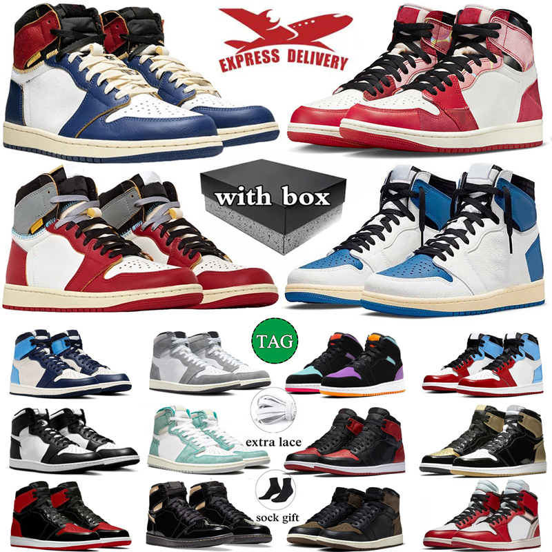 with box 1 Basketball Shoes 1 Designer sneakers 1s Lucky Green Prototype University Blue Black Toe chicago Taxi Obsidian UNC igloo Palomino womens trainers