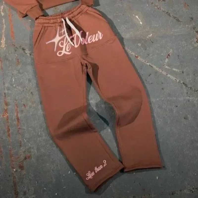 Street Bright Brick Set Letter Drawstr Long-sleeved Hoodie for Men Y2K 2-piece Fashionable Sports Versatile Sets American XJ250731