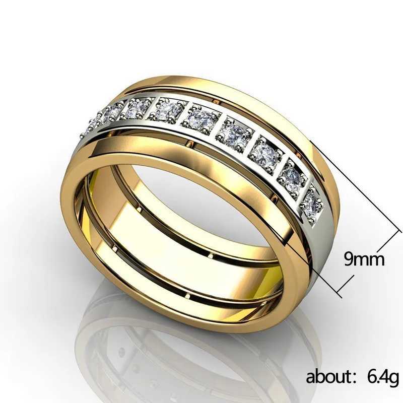 8 Fashion Female Rings Two Tone Design Inlaid Dazzling Cubic Zirconia Stylish Accessories for Women Wedding Trendy Jewelry y250730