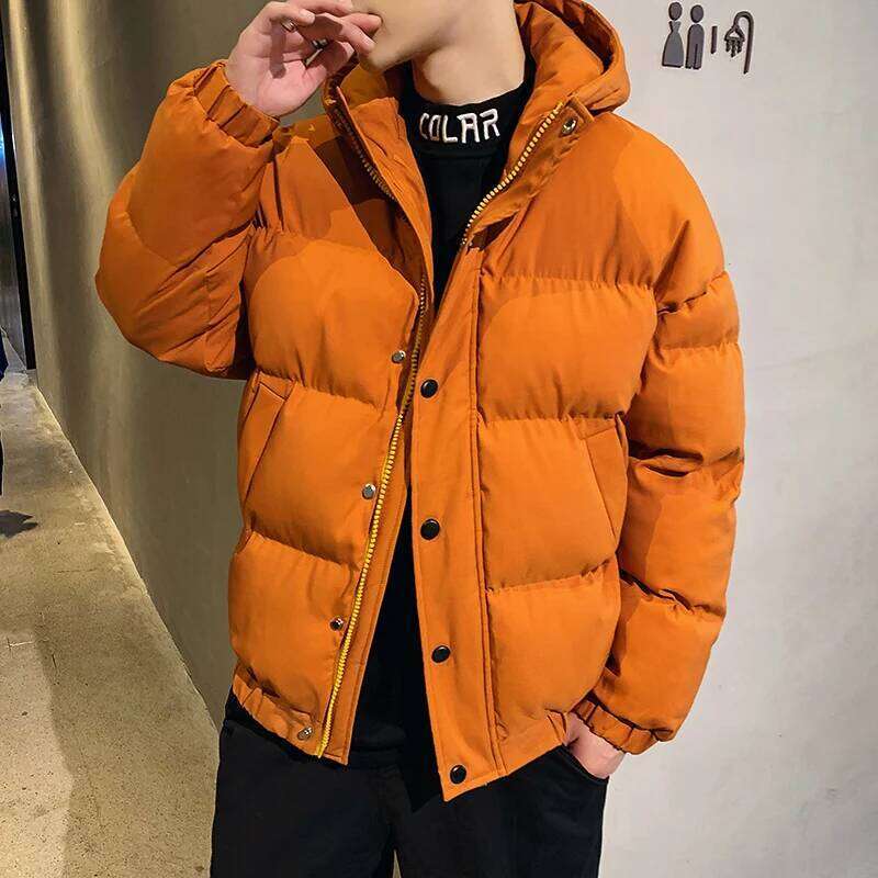 Casual 2025 Autumn Winter Men's Warm Hooded Cotton Padded Jackets Solid Color Thick Parka Outwear Windproof WADDED Coat Clothing MDNG