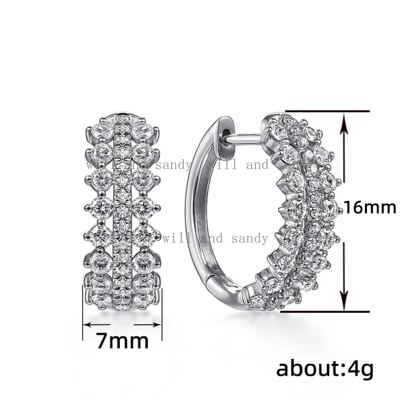 Cubic Zirconia Diamond Hoop Earrings Charm Designer Jewelry Gold 925 Silver Iced Out Heart Square Buckle Clip Dangle Earrings Stud Cuff for Woman Gift