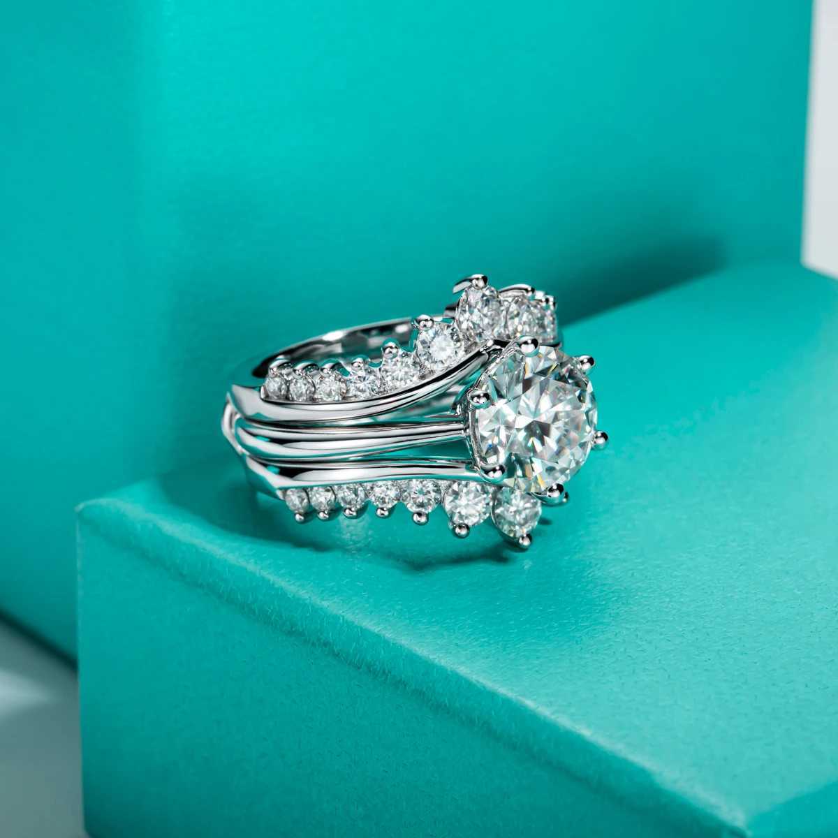 3CT D Color Moissanite Wedding Bands 18k Gold Plated 925 Sterling Silver Bridal Ring Set For Girls Jewelry Wholesale y250730