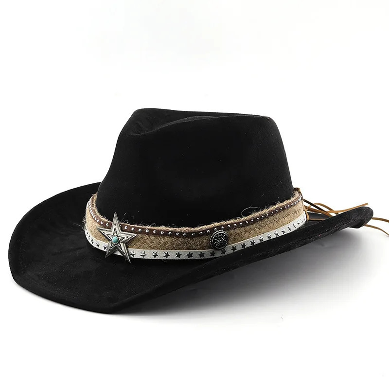 Suede Western Cowboy Jazz Texture British Tibetan Outdoor Riding Sunshade Hat 250730