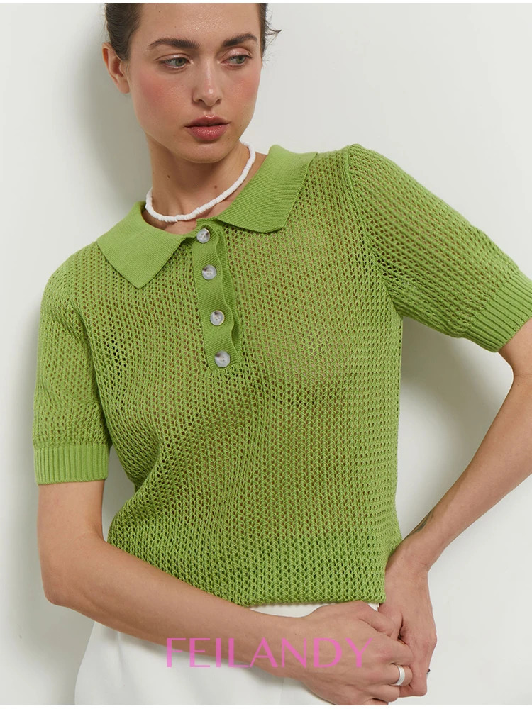 Feilandy Short Sleeve Outfits Solid Polo Shirt Women Fashion Office Ladies Tops TShirts Casual Tees Elegant Clothes 250729