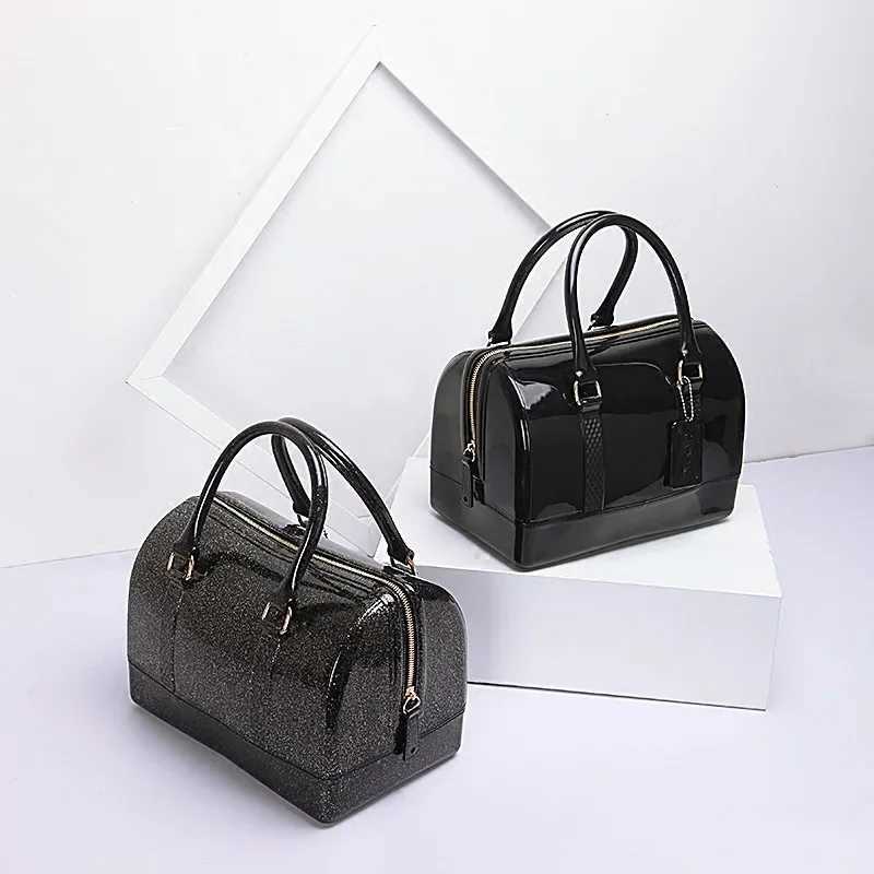 Waterproof Candy Jelly Bag Boston Pillow Bag One Shoulder Crossbody Simple Versatile Womens Bag Medium Large Y250730