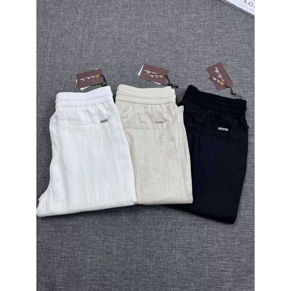 New Summer Men's Fashionable Pants with Elastic Waist and Drawstring Straight-Leg Casual Style