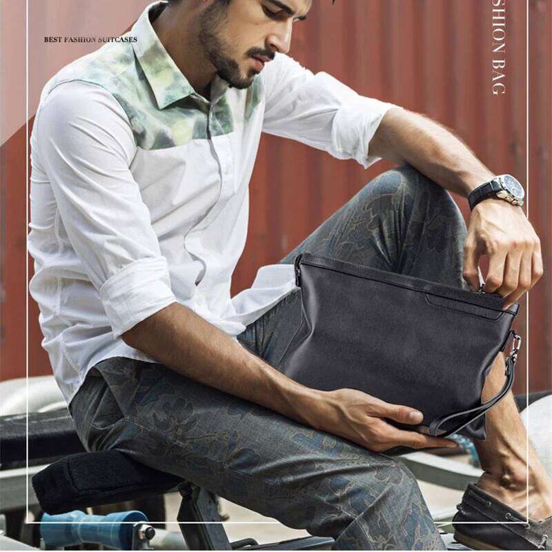 OLOEY XMESSUN New Genuine Leather Clutch Designer Cowhide Wristlet 2025 Fashion Casual Envelope Wallet Party Pouch Bag