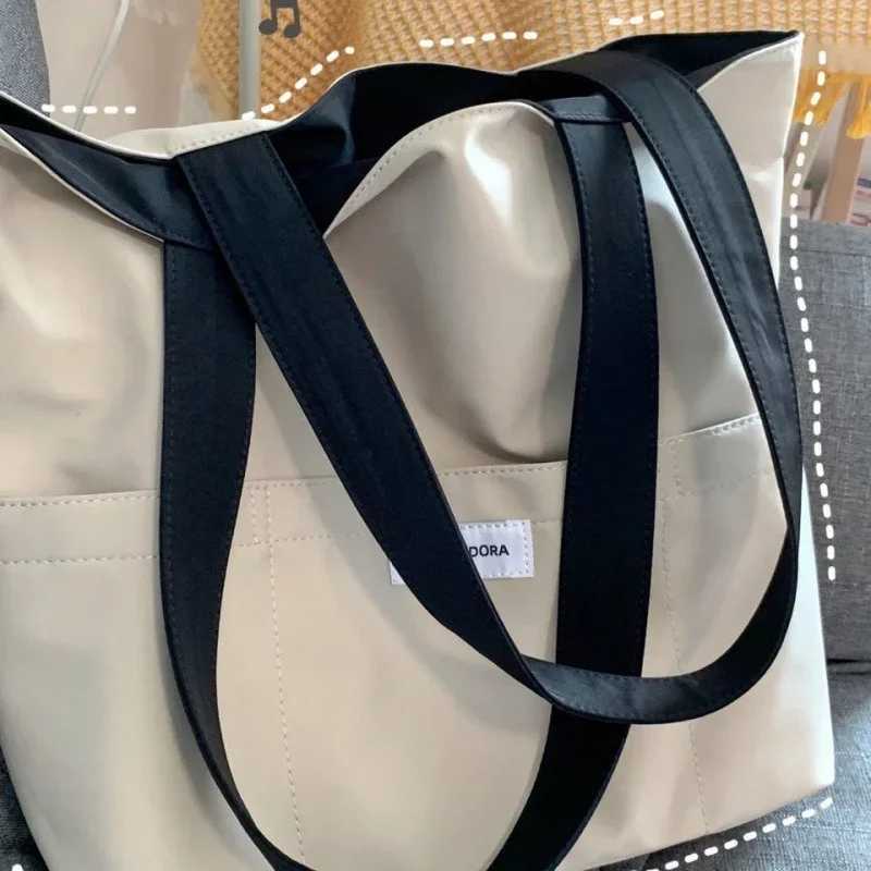 Women Tote Bag Aesthetic Solid Color Students Casual Handbag Shoulder Bag Large Capacity Oxford Reusable Shopping Beach Bag 2024 G250729