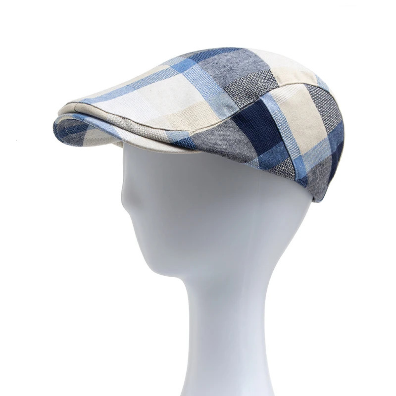 Multicolour Plaid Beret Women Casual Sun Visor Flat Hat Vintage Fashion Berets Men sboy Caps Summer Button Adjustable 250729