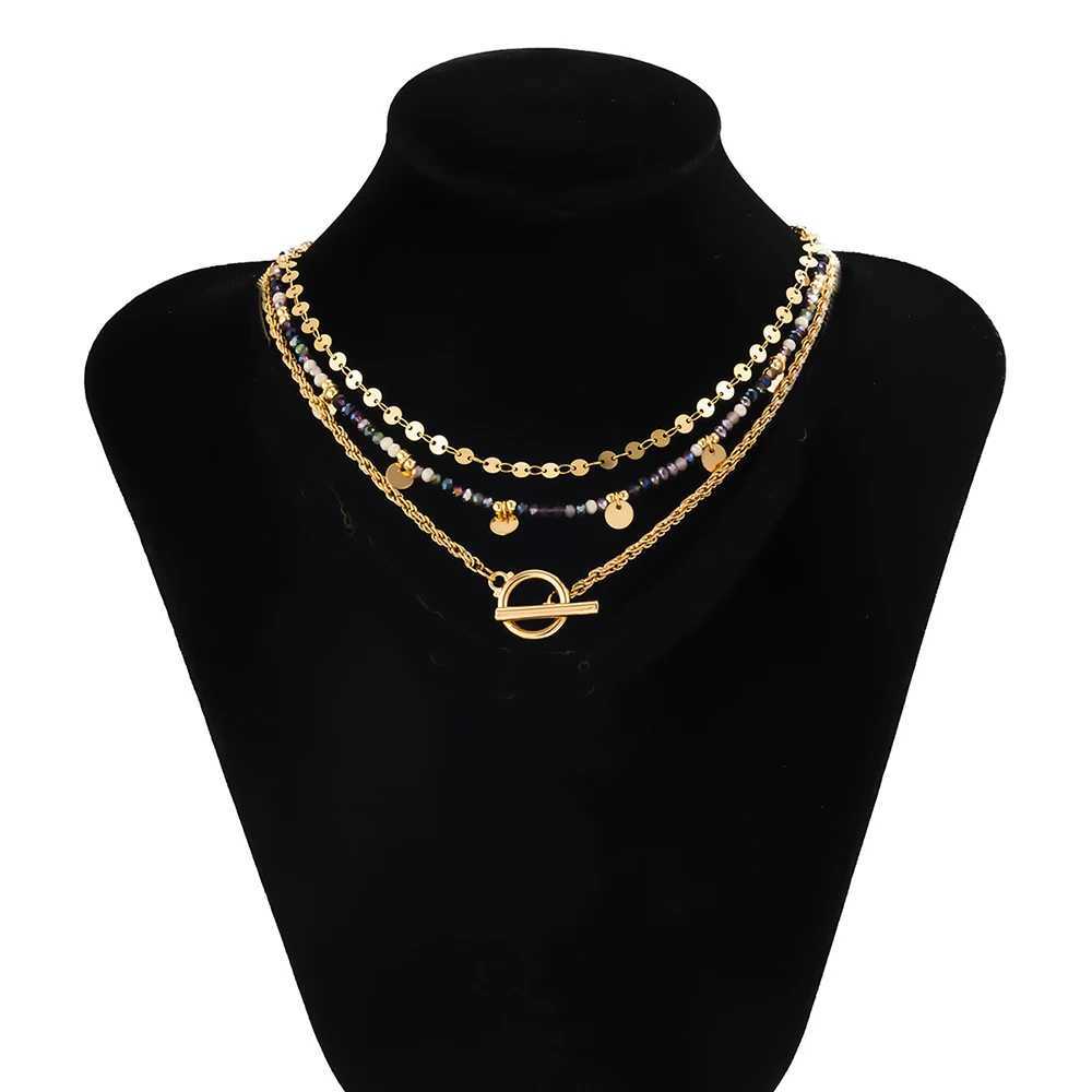 Bohemian Multilayer Handmade Beads Chain Fashion Necklaces Tassels Gold Color Sheet Pendant Jewelry For Women Accessories X0179 Z250731 Z250910