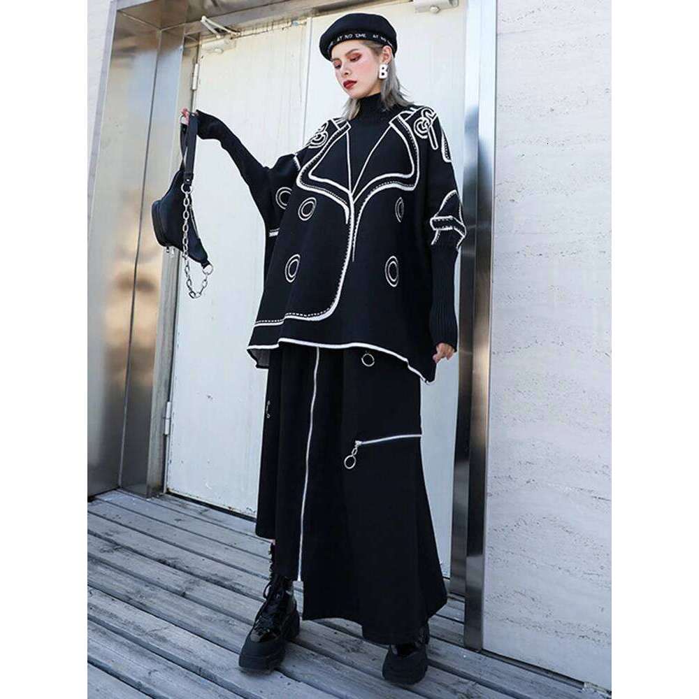 Designer Clothing 2025 Both Side Wear Big Size Knitting Sweater Turtleneck Long Sleeve Women Pullovers New Fashion Autumn Winter 2025 1De3629