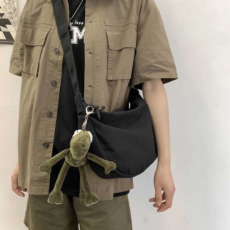 Canvas Crossbody Bag Large Capacity Hip-Hop Street Style For Both Men And Women Y250730