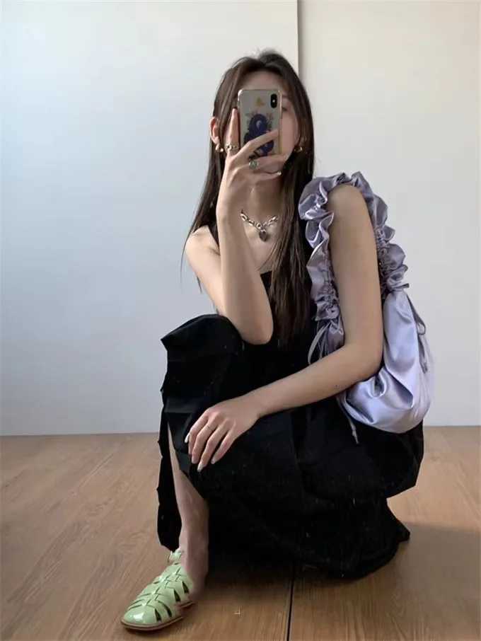 Fashion Ruched Strap Women Shoulder Bags Designer Silk Handbags Elegant Crossbody Bag Casual Hobos Tote Shopper Purses 2024 Y250730