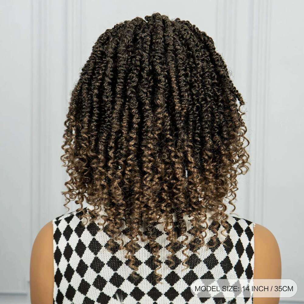 1B-27 Short Synthetic For Black Women Knotless Passion Braided Lace Twist Human Hair Spring Wig With Baby Hair