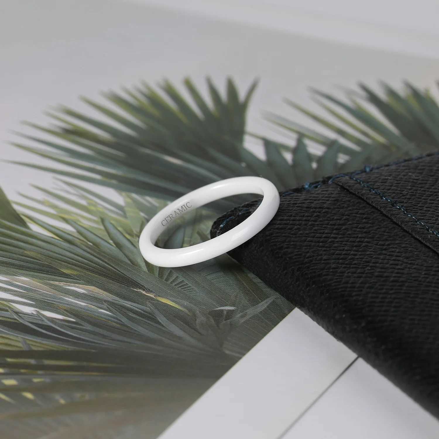 2mm High Polished Ceramic Rings For Women Domed Black Thin Wedding Band Engagement Jewelry Bijoux Friend Gift Wholesale y250730