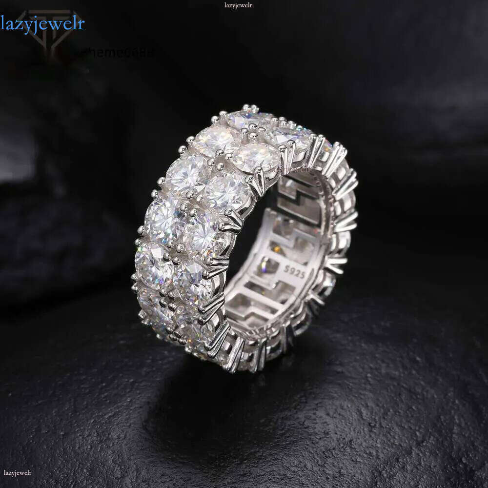 Stylish sparkly 2-row diamond ring by Dia Tester Sterg Sier Jewelry Moissanite ring