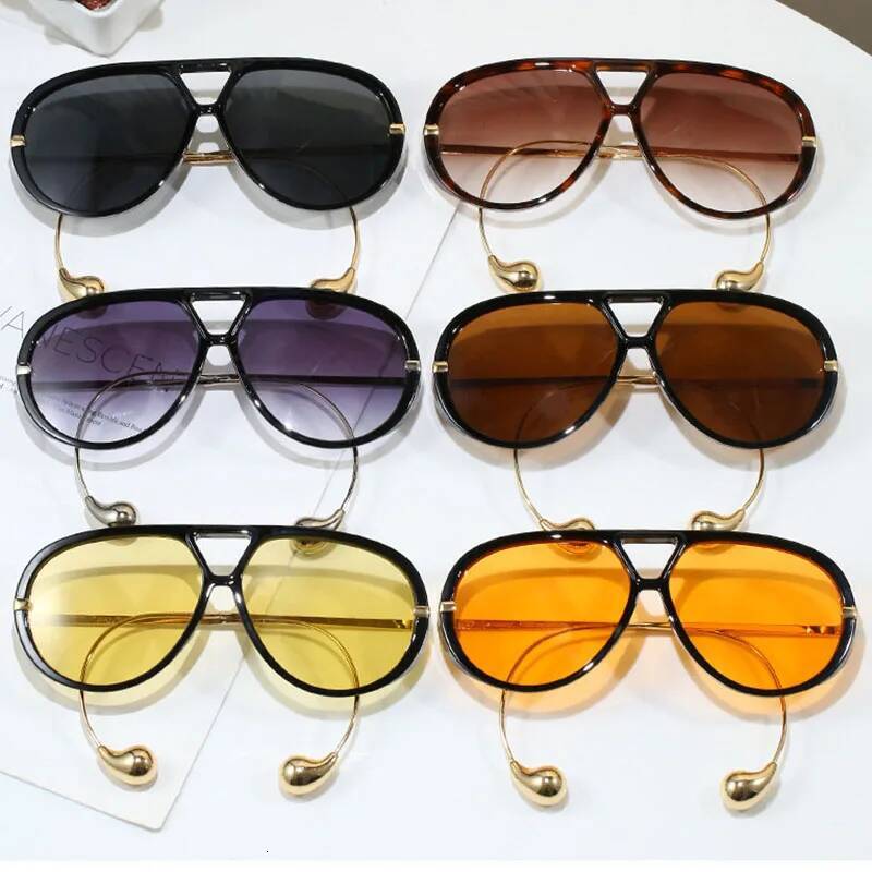 Brand Designer Oversized Pilot Sunglasses Women For Men 2025 New Popular Vintage Sun Glasses Punk Double Bridge Eyewear