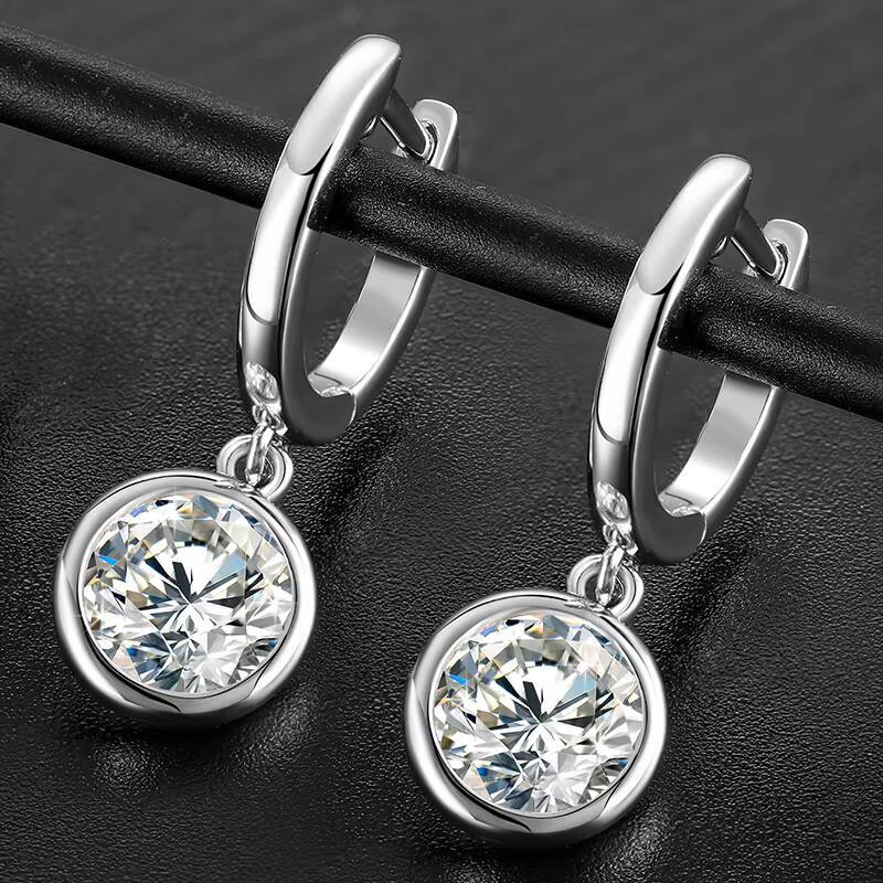 Simple Design Jewelry 2ct VVS1 D Color Dangle 925 Sterling Silver Drop Earrings for Women Platinum Plated Luxury Jewelry