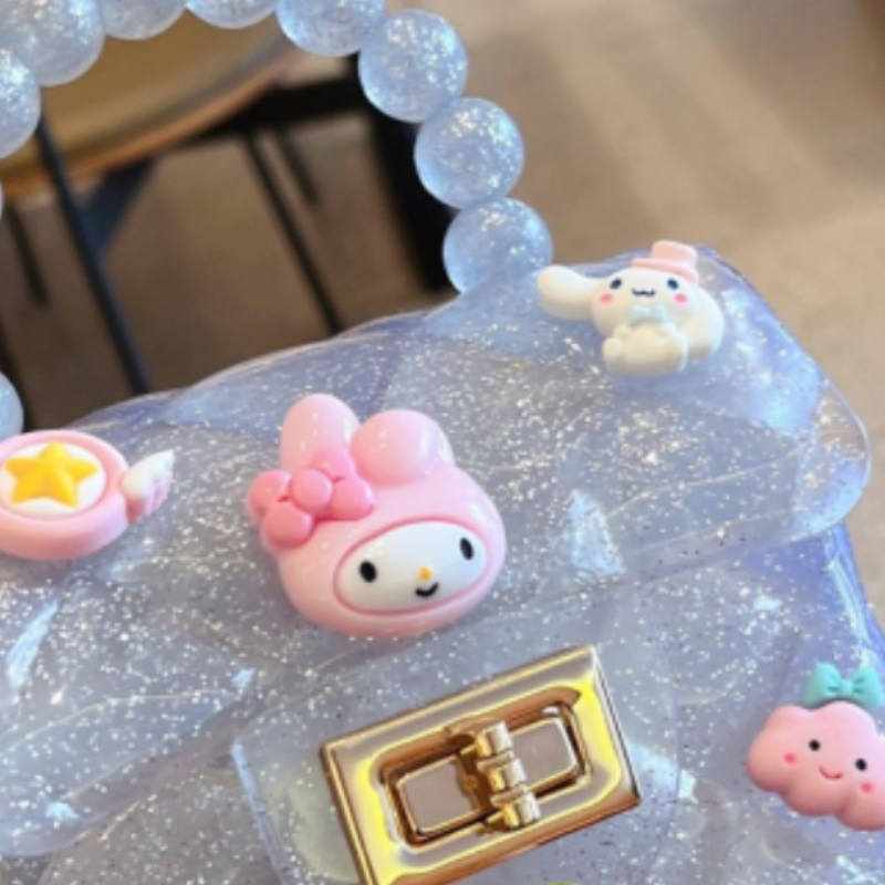 Mini cartoon jelly bag for girls small purse for children crossbody little girls mini pearl handbag for princess light and easy to carry Small handbag