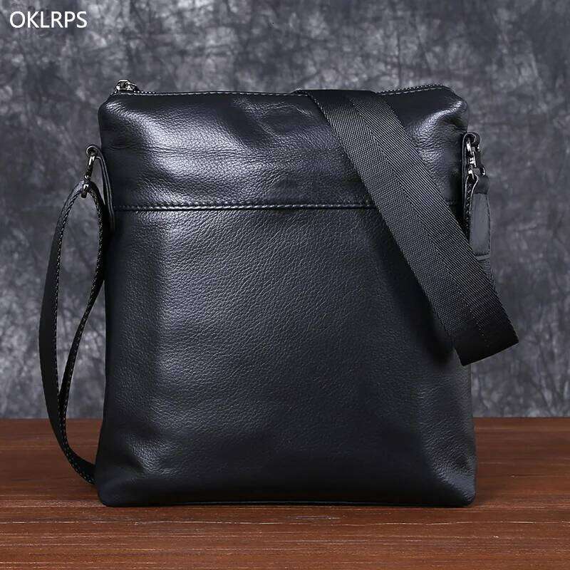Crossbody Shoulder Cowhide Head Layer Simple Casual Cross Vertical Soft Leather Men's Bag